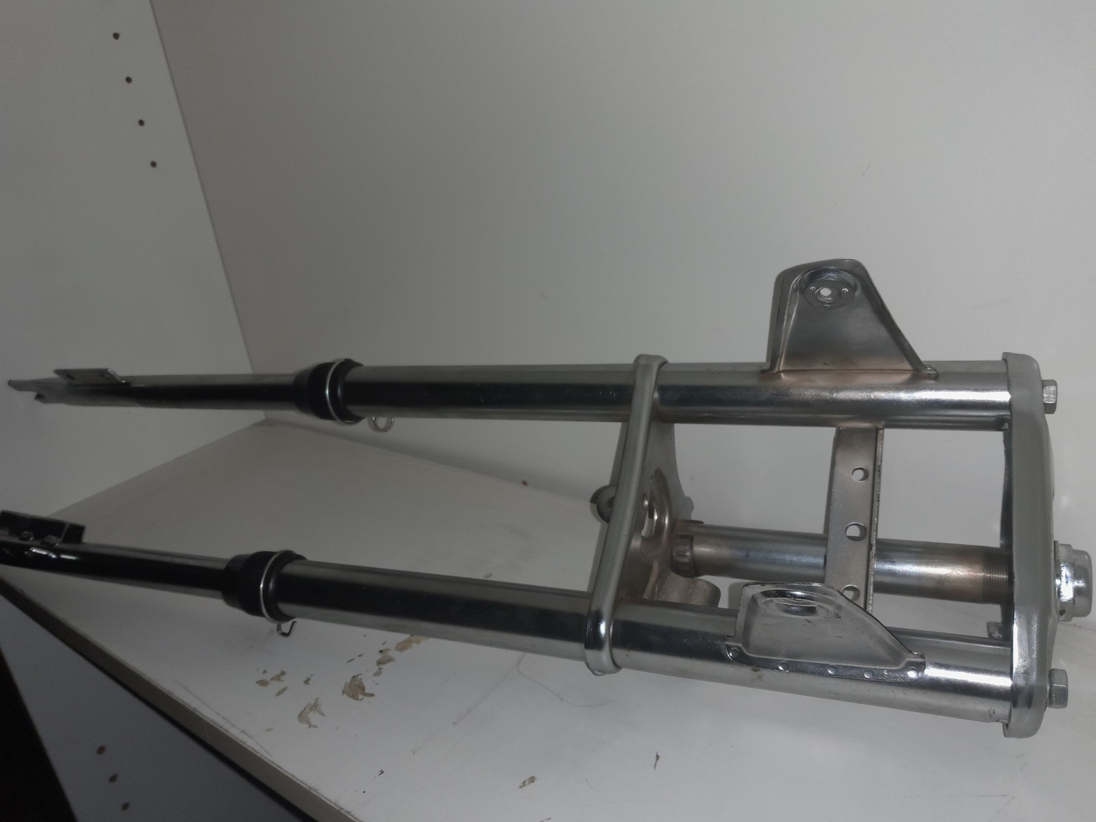 *VERKOCHT* Puch Maxi voorvork als origineel chroom nieuw
